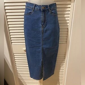 Forever 21 Blue Denim Midi Skirt